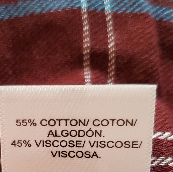 Lucky Brand NWT women's burgendy & greens plaid long sleeve button shirt sz XS - Picture 12 of 14